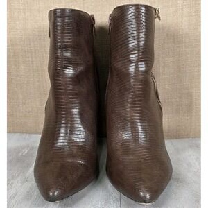 Just Fab Remi Women's Size 8 Ankle Boots Zip Up Pointed Toe Suede Cone Heel Boho